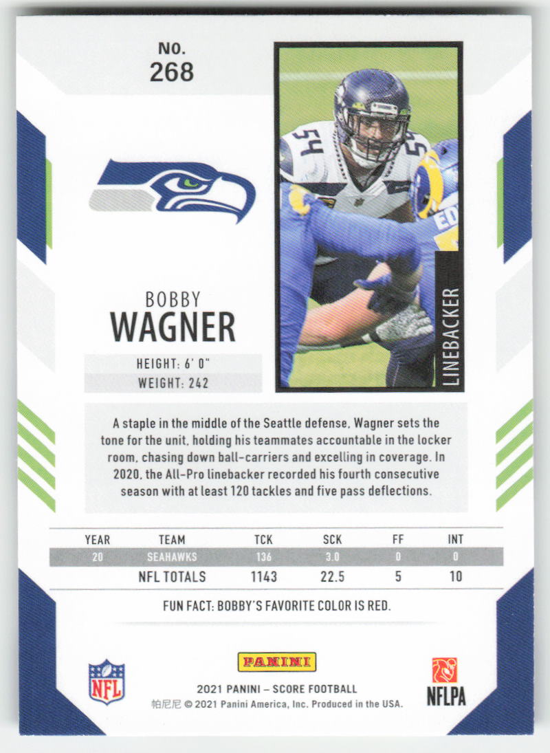 2021 Score #268 Bobby Wagner Seattle Seahawks FB1-472