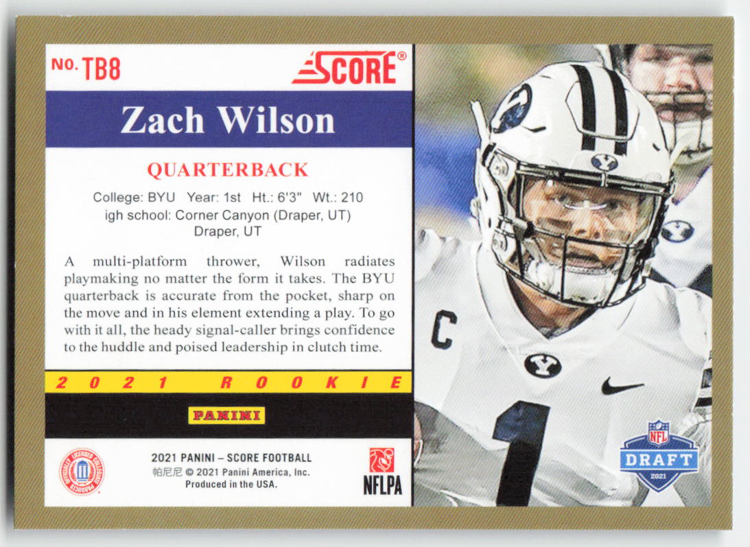2021 Score #TB8 Zach Wilson 1991 Throwback BYU Cougars FB1-475