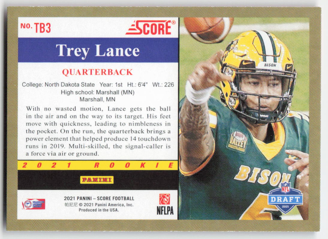 2021 Score #TB3 Trey Lance 1991 Throwback Red North Dakota State Bison FB1-476