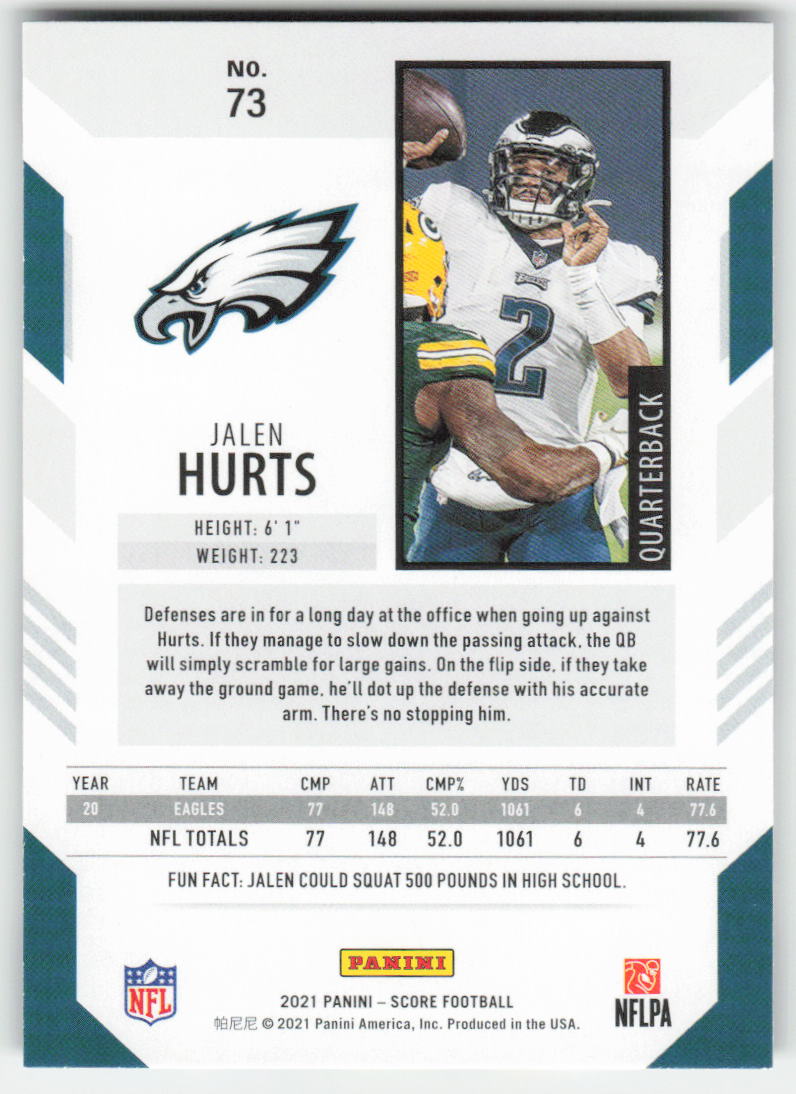 2021 Score #73 Jalen Hurts Philadelphia Eagles FB1-501