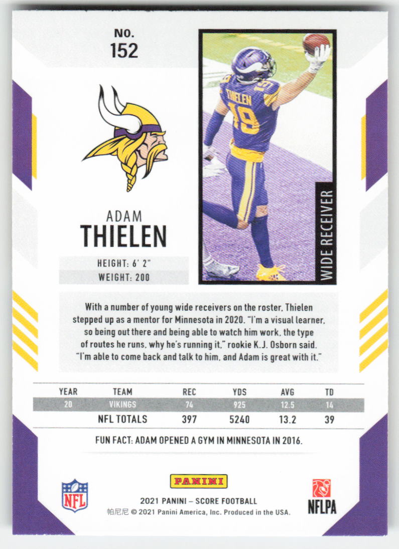 2021 Score #152 Adam Thielen Gold Minnesota Vikings FB1-507