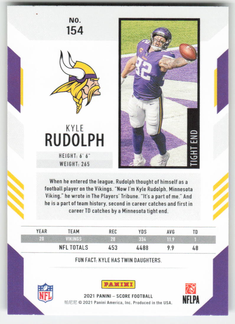 2021 Score #154 Kyle Rudolph Gold Minnesota Vikings FB1-508