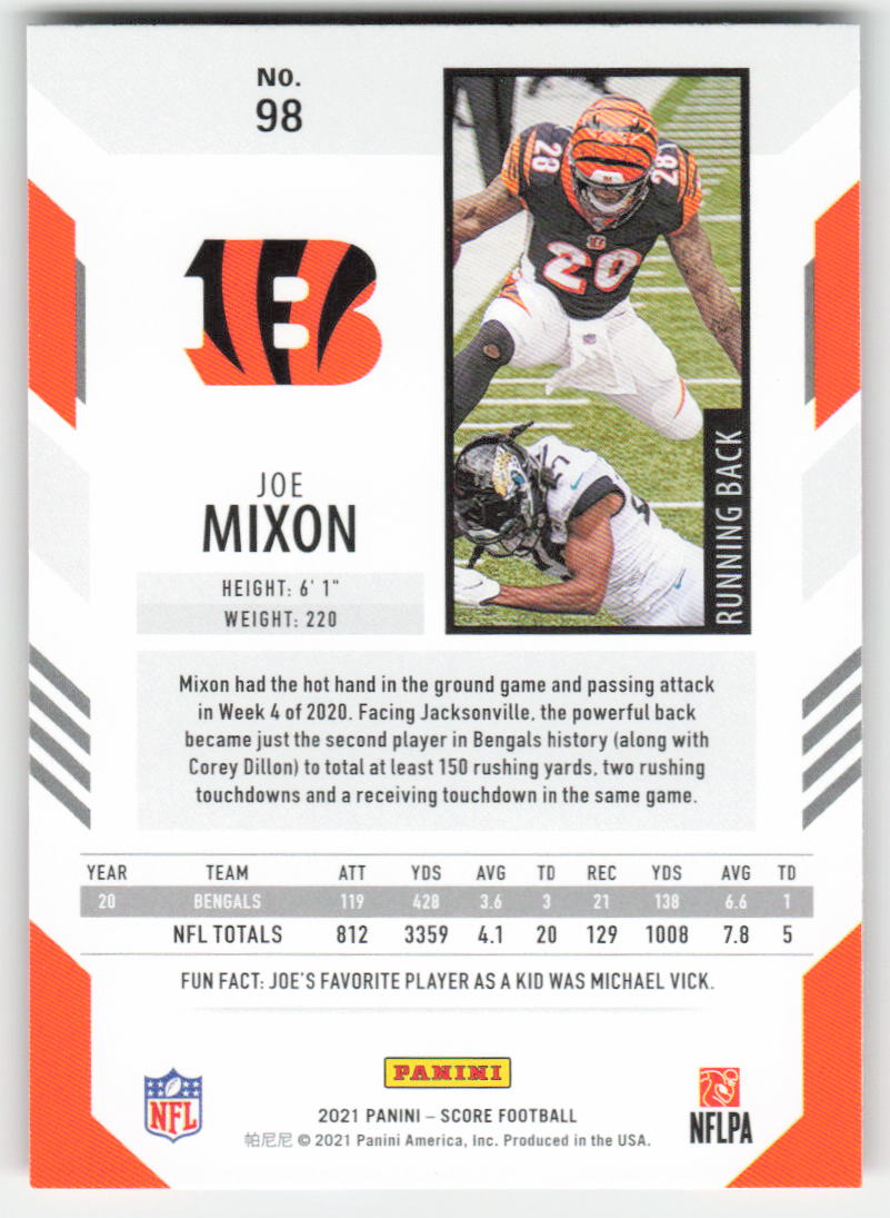 2021 Score #98 Joe Mixon Red Cincinnati Bengals FB1-512