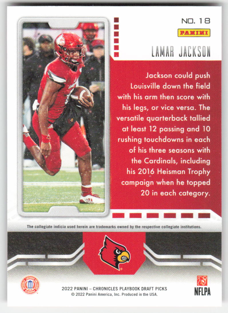 2022 Panini Chronicles Draft Picks #18 Lamar Jackson Playbook Louisville FB1-598