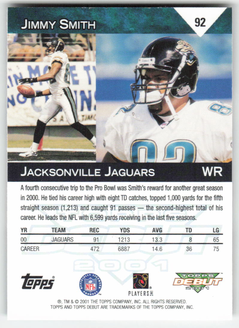 2001 Topps Debut #92 Jimmy Smith Jacksonville Jaguars FB1-618
