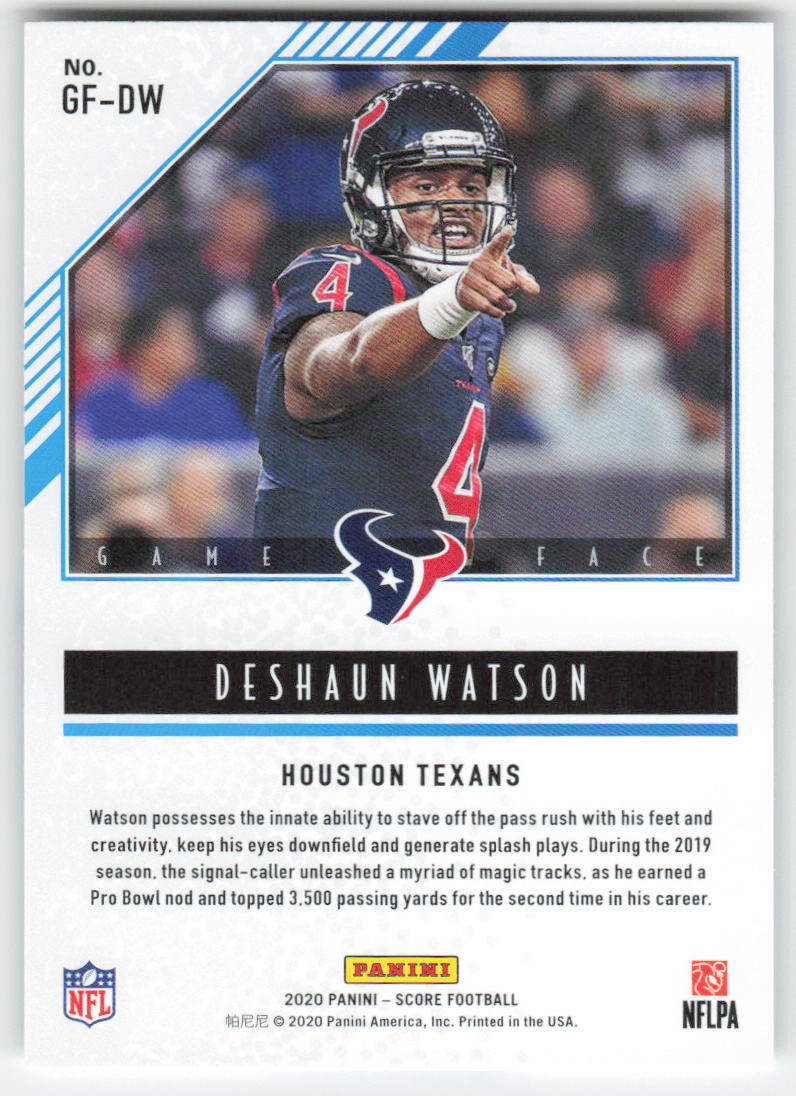 2020 Score #GF-DW Deshaun Watson Game Face Houston Texans FB1-685