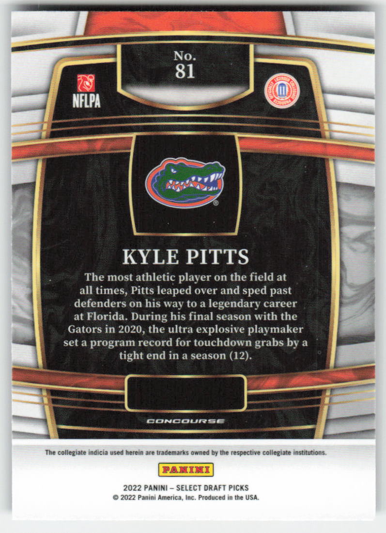 2022 Panini Select Draft Picks #81 Kyle Pitts Blue Retail Florida FB1-720