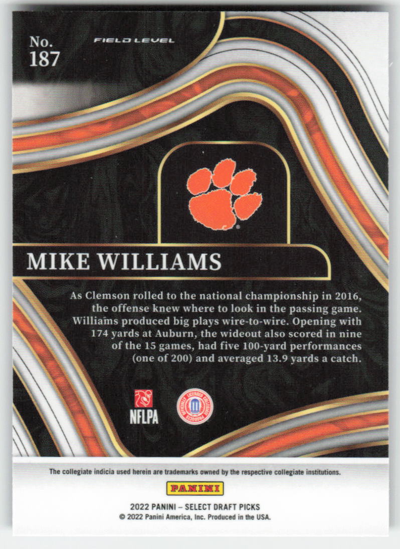 2022 Panini Select Draft Picks #187 Mike Williams Blue Retail Clemson FB1-735