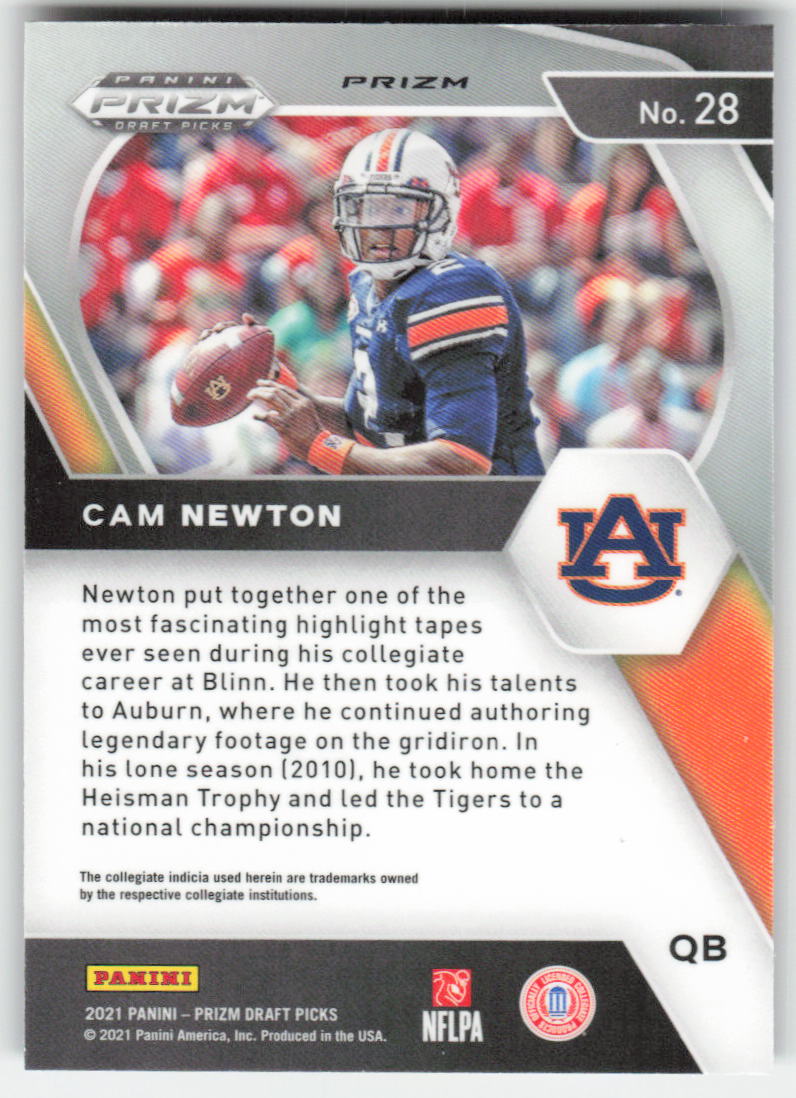 2021 Panini Prizm Draft Picks Collegiate #28 Cam Newton Red White Blue FB1-763