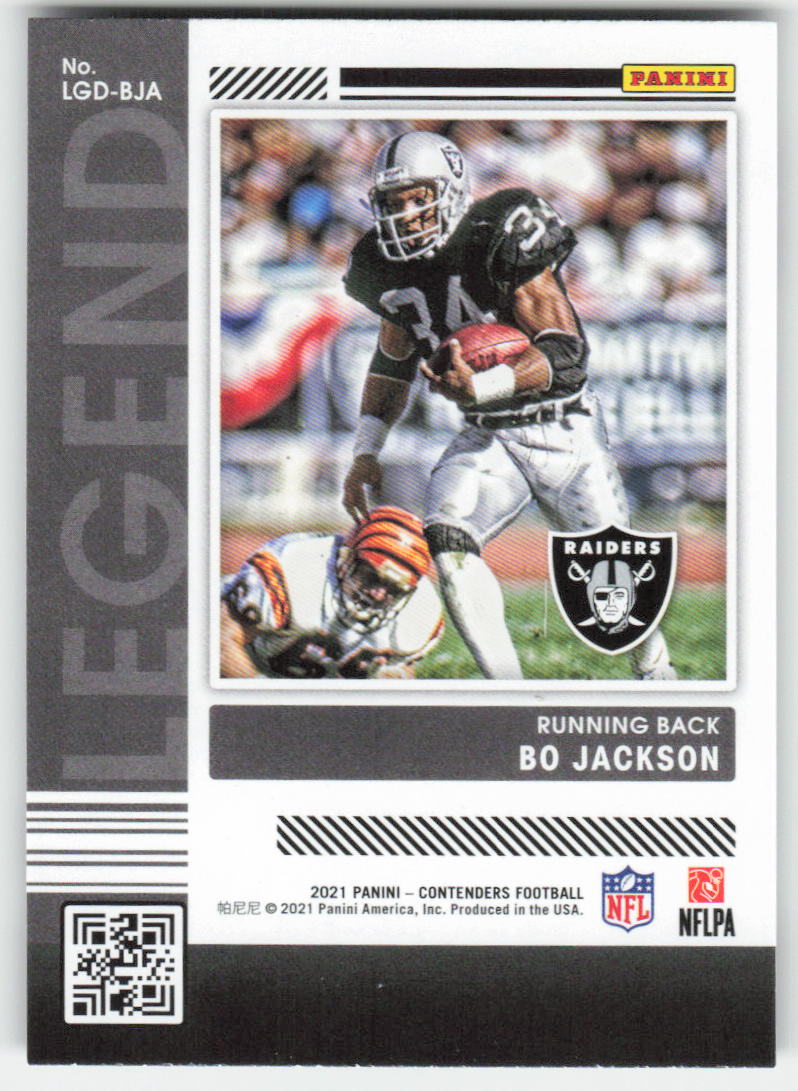 2021 Panini Contenders #LGD-BJA Bo Jackson Legendary Contenders Raiders FB1-770