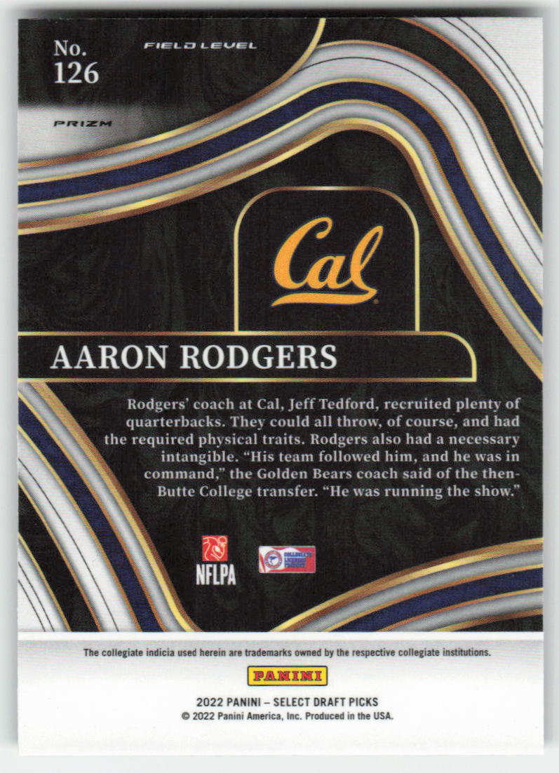 2022 Panini Select Draft Picks #126 Aaron Rodgers Green Squares Prizm FB1-778