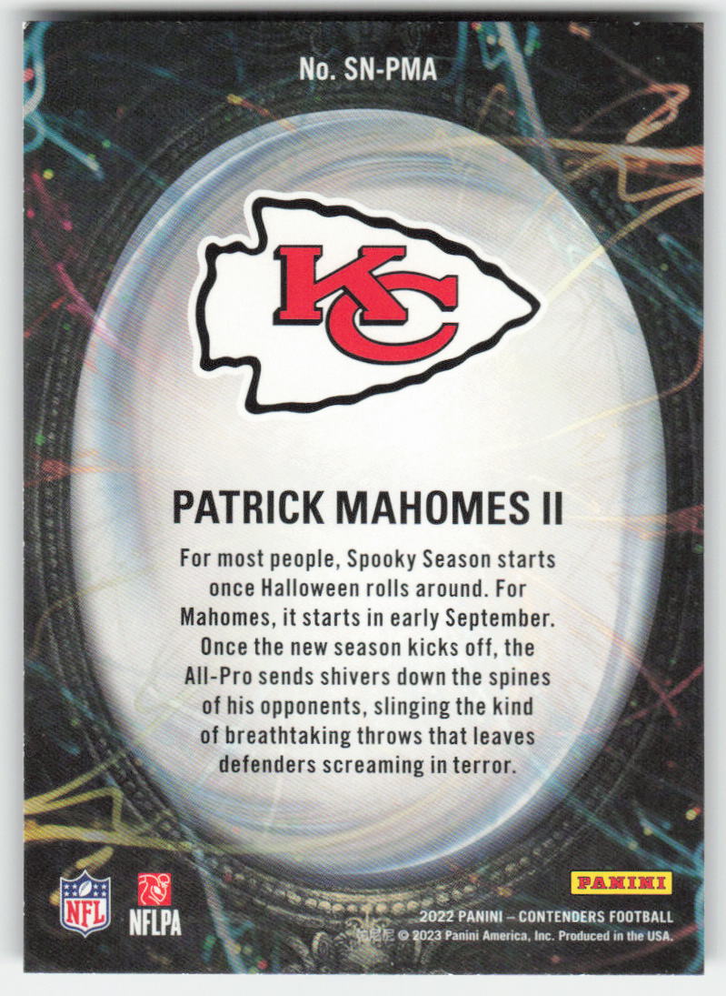 2022 Panini Contenders #SN-PMA Patrick Mahomes II Supernatural Chiefs FB1-785