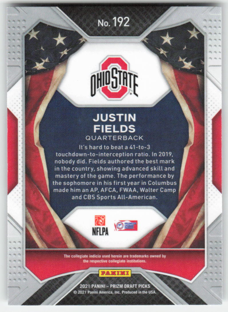 2021 Panini Prizm Draft Picks Collegiate #192 Justin Fields Ohio State FB1-789