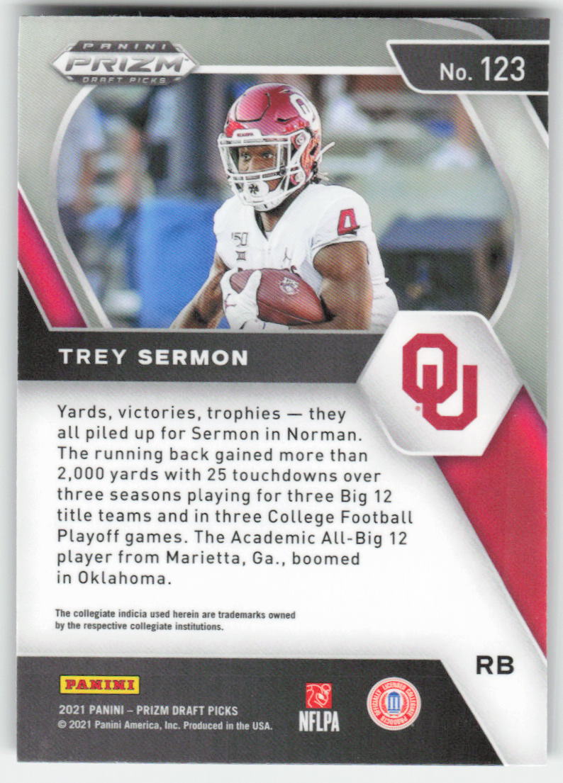2021 Panini Prizm Draft Picks Collegiate #123 Trey Sermon Sooners FB1-859
