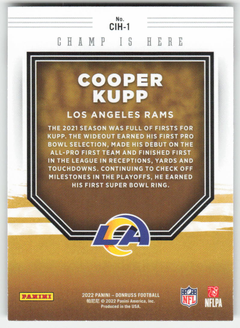 2022 Donruss #CIH-1 Cooper Kupp Champ is Here Los Angeles Rams FB1-866
