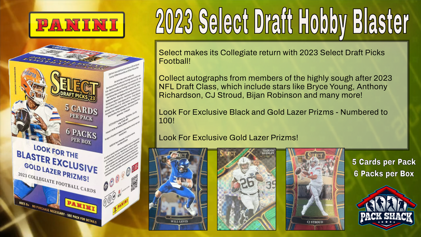2023 Panini Select Draft Picks Football Hobby Blaster Box (6 Packs)