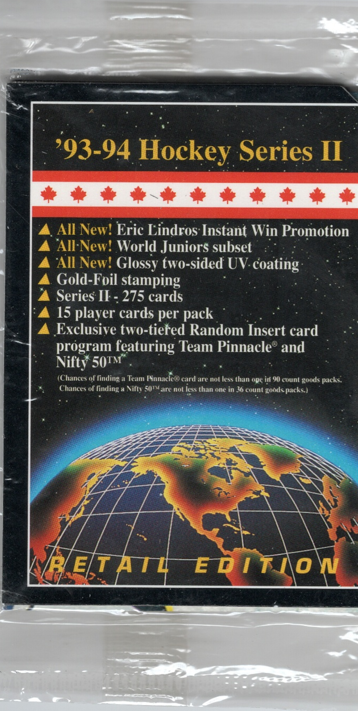 1993-94 Pinnacle Series 2 Hockey RETAIL SAMPLE Pack (10 Cards)