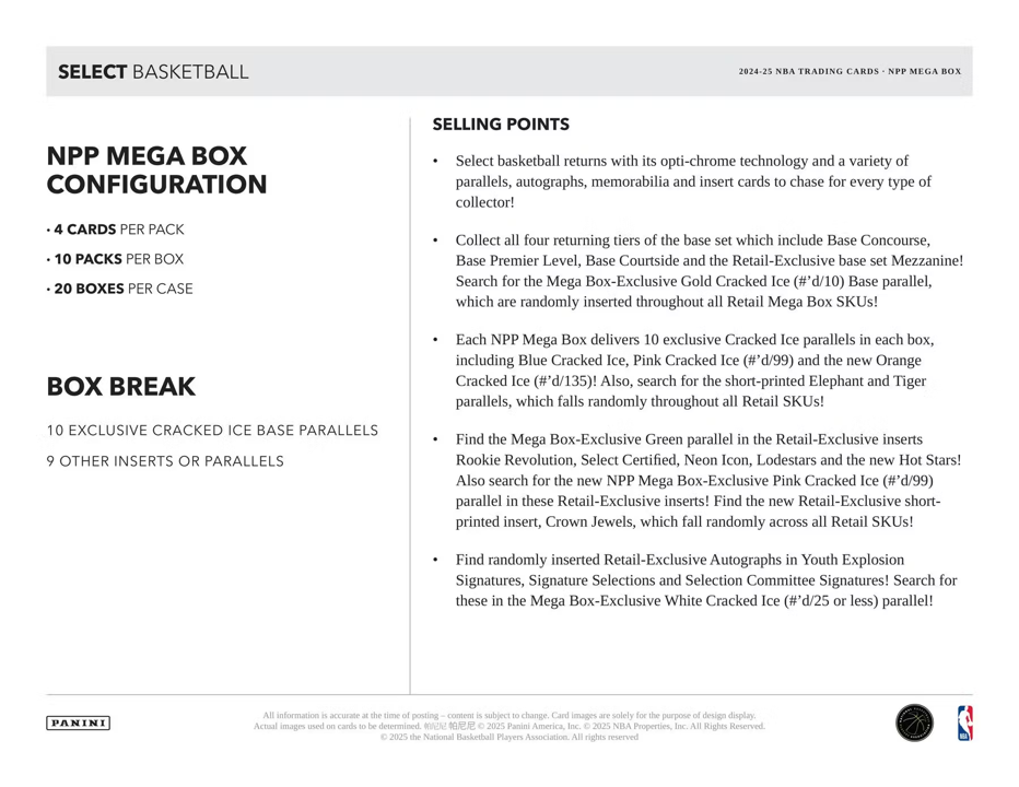 2024-25 Panini Select Basketball Mega Box (10 Packs)