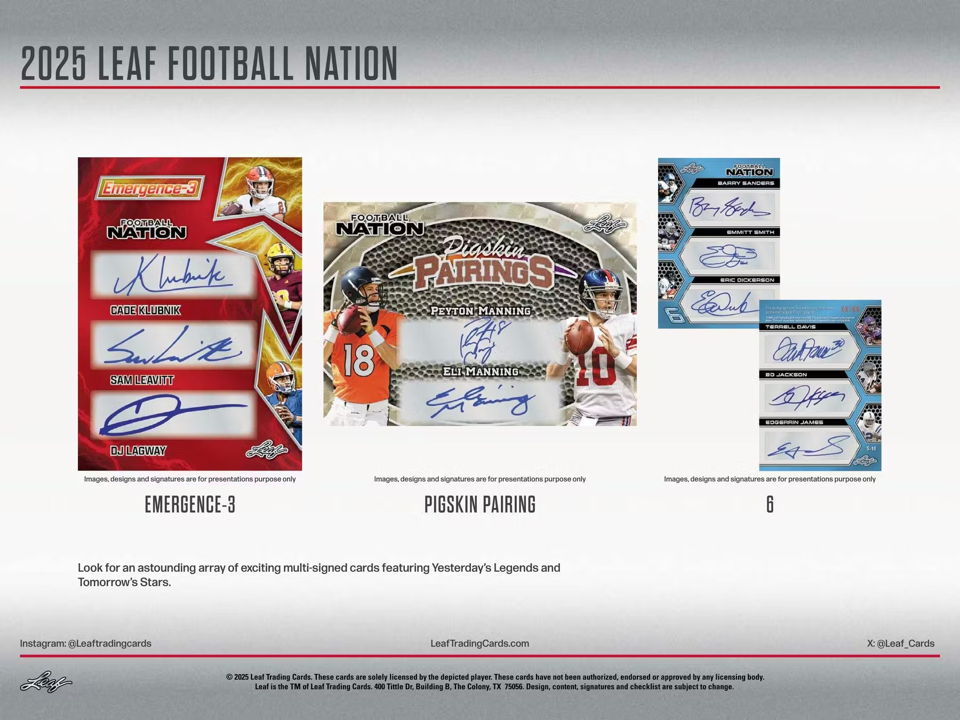 2025 Leaf Football Nation Hobby Box (6 Cards)