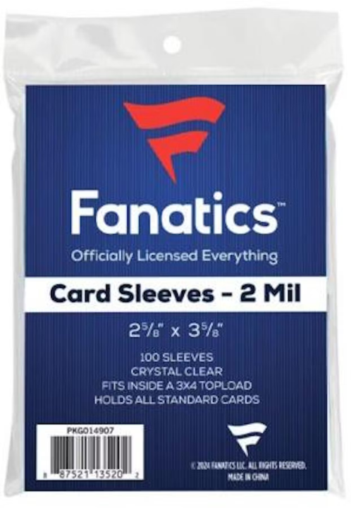 Fanatics Card Sleeves/ Penny Sleeves (2mil) 2 5/8 x 3 5/8 (100pk)