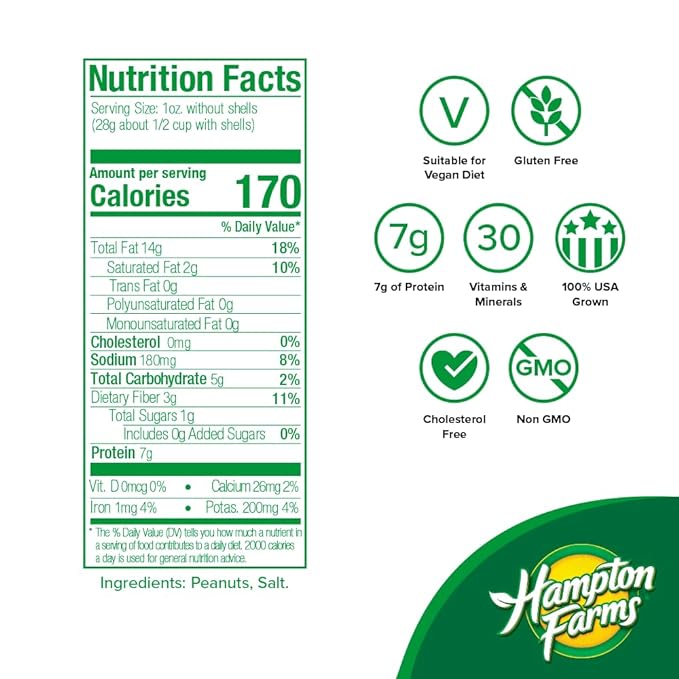 Hampton Farms Salted Roasted Peanuts in Shell 8oz Bag - Snacks