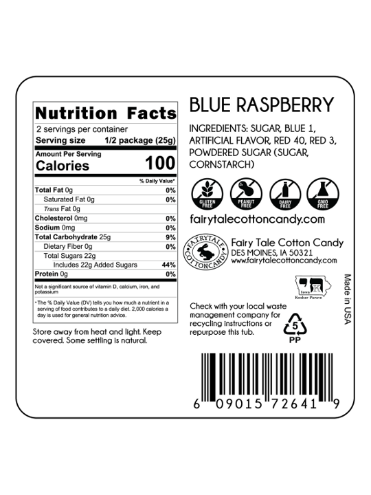 CSB Cotton Candy: Blue Raspberry (1.75oz Tub)