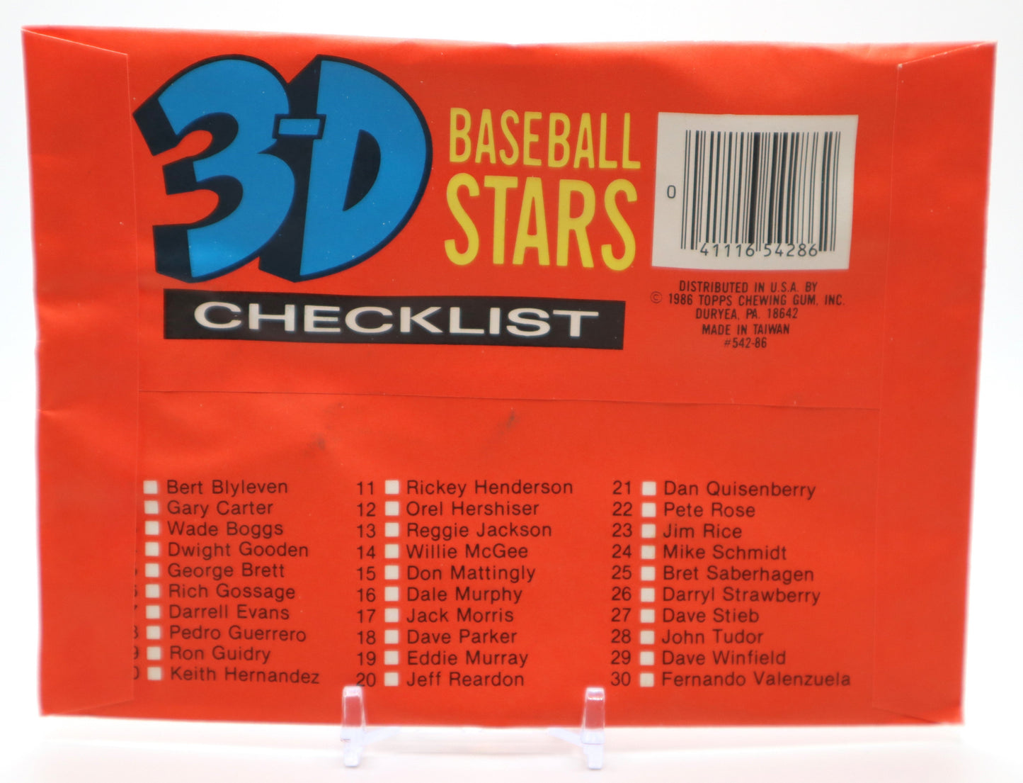 1986 Topps 3D Baseball Cards Wax Pack - Collectibles