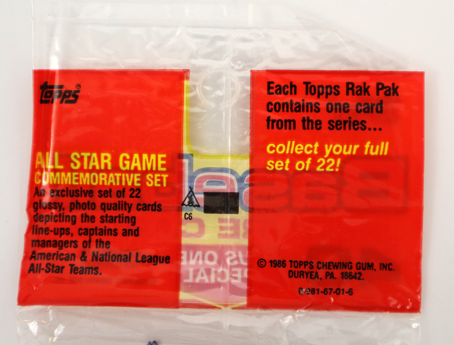 1986 Topps Baseball Cards Rack Pack - Collectibles