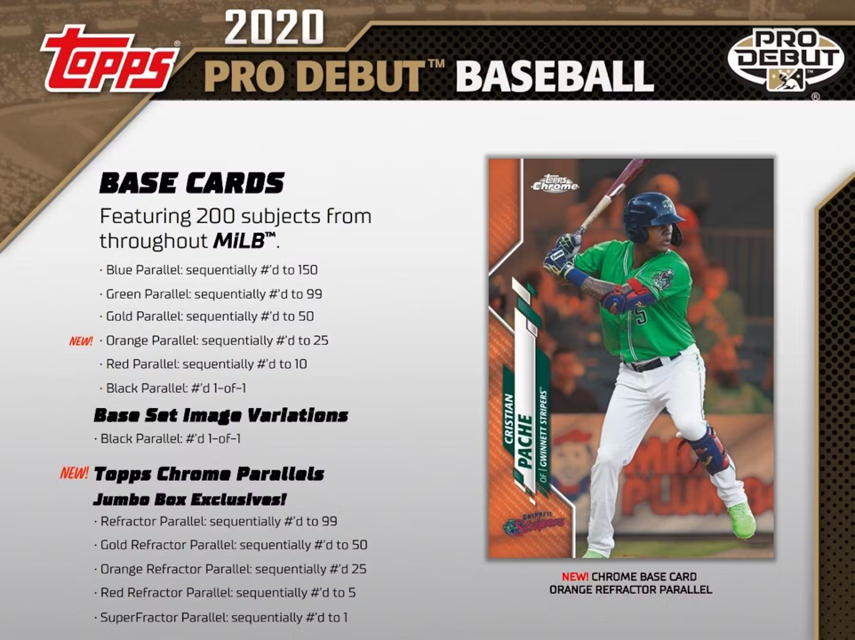 2020 Topps Pro Debut Baseball Jumbo Box (6 Packs)