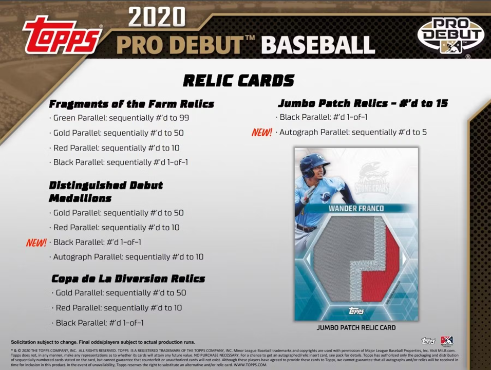 2020 Topps Pro Debut Baseball Jumbo Box (6 Packs)