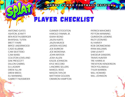 2025 Wild Card Splat Football Hobby Jumbo Box (5 Encased Cards)