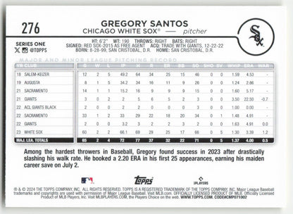 2024 Topps #276 Gregory Santos Yellow