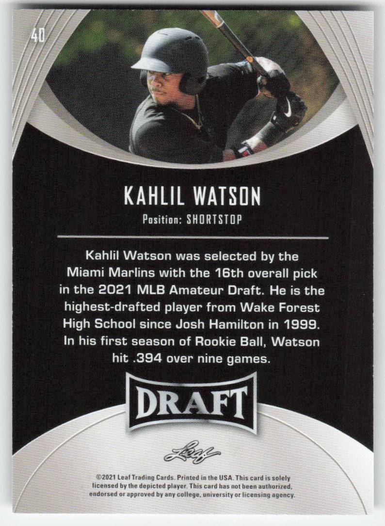 2021 Leaf Draft #40 Kahlil Watson