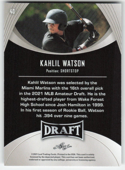 2021 Leaf Draft #40 Kahlil Watson
