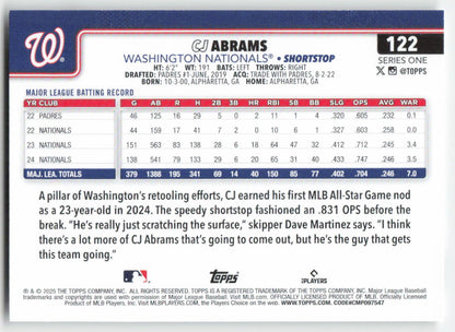2025 Topps #122 CJ Abrams Washington Nationals 703