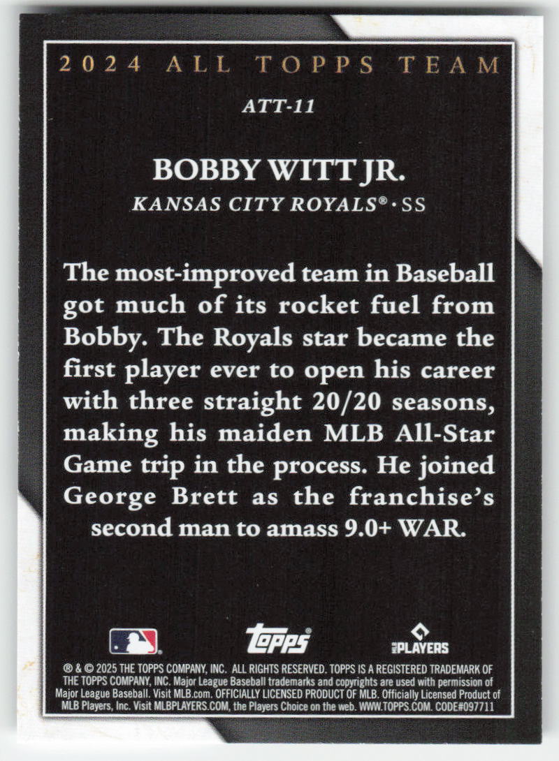 2025 Topps #ATT-11 Bobby Witt Jr. 2024 All Topps Team Kansas City Royals 758