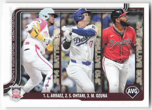 2025 Topps #347 NL Leaders AVG (Arraez / Shohei Ohtani / Ozuna) 798