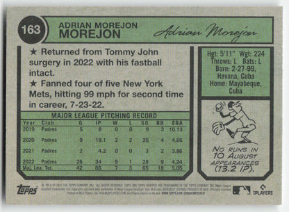 2023 Topps Heritage #163 Adrian Morejon San Diego Padres 829