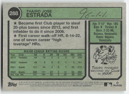 2023 Topps Heritage #288 Thairo Estrada San Francisco Giants 845