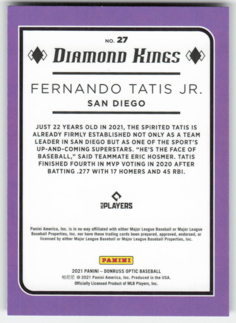 2021 Donruss Optic #27 Fernando Tatis Jr. San Diego Padres 861