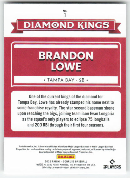 2022 Donruss #1 Brandon Lowe Tampa Bay Rays 876