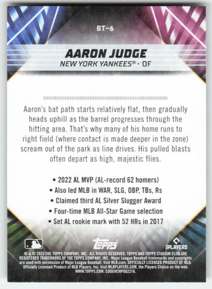 2023 Stadium Club #BT-6 Aaron Judge Beam Team New York Yankees CASE HIT 904