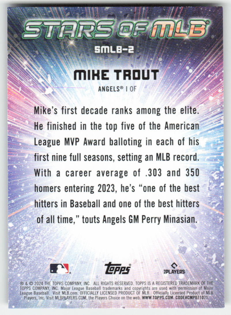 2024 Topps #SMLB-2 Mike Trout Stars of MLB Los Angeles Angels 914