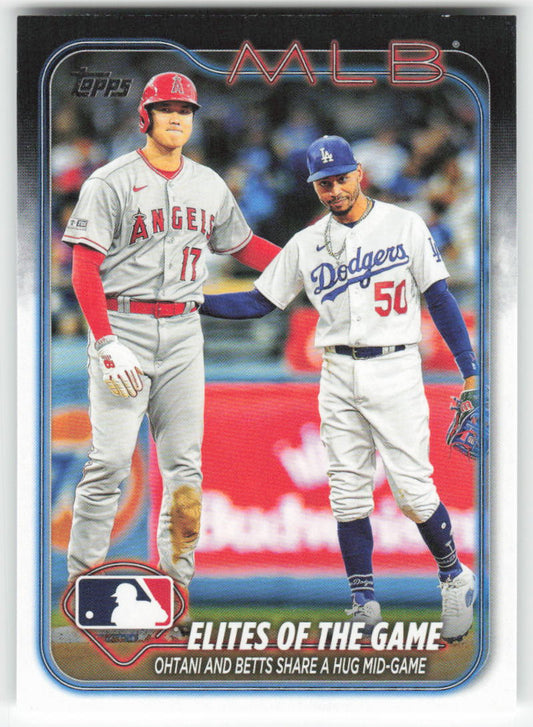 2024 Topps #138 Elites of the Game: Ohtani and Betts Share a Hug Mid-Game 920