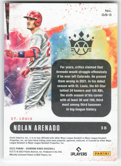 2022 Panini Diamond Kings #GS-6 Nolan Arenado Gallery of Stars Cardinals 927