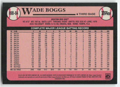 2024 Topps #89B-84 Wade Boggs 1989 Baseball 35th Anniv Boston Red Sox 932