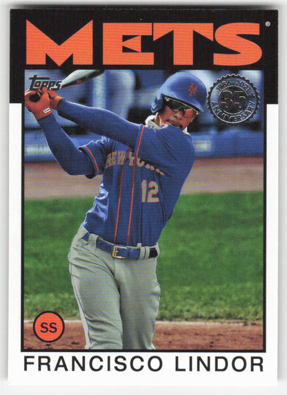 2021 Topps #86B-12 Francisco Lindor 1986 Baseball 35th Anniv New York Mets 939