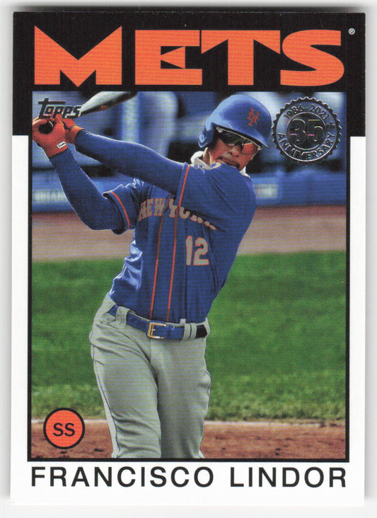 2021 Topps #86B-12 Francisco Lindor 1986 Baseball 35th Anniv New York Mets 939