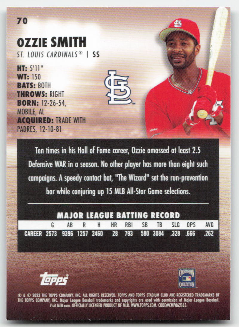 2023 Stadium Club #70 Ozzie Smith St. Louis Cardinals 975