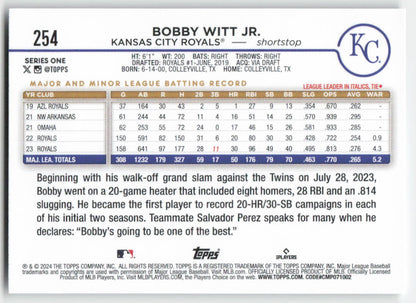 2024 Topps #254 Bobby Witt Jr. Kansas City Royals 979